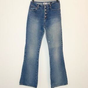 Express medium wash flare jeans size 3/4